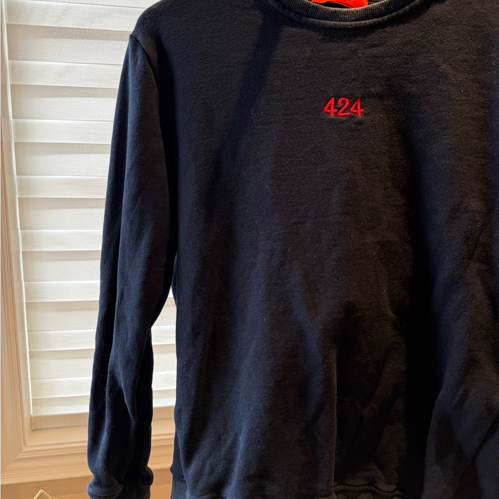 Brand 424 Black Crewneck Sweater with Red Accent